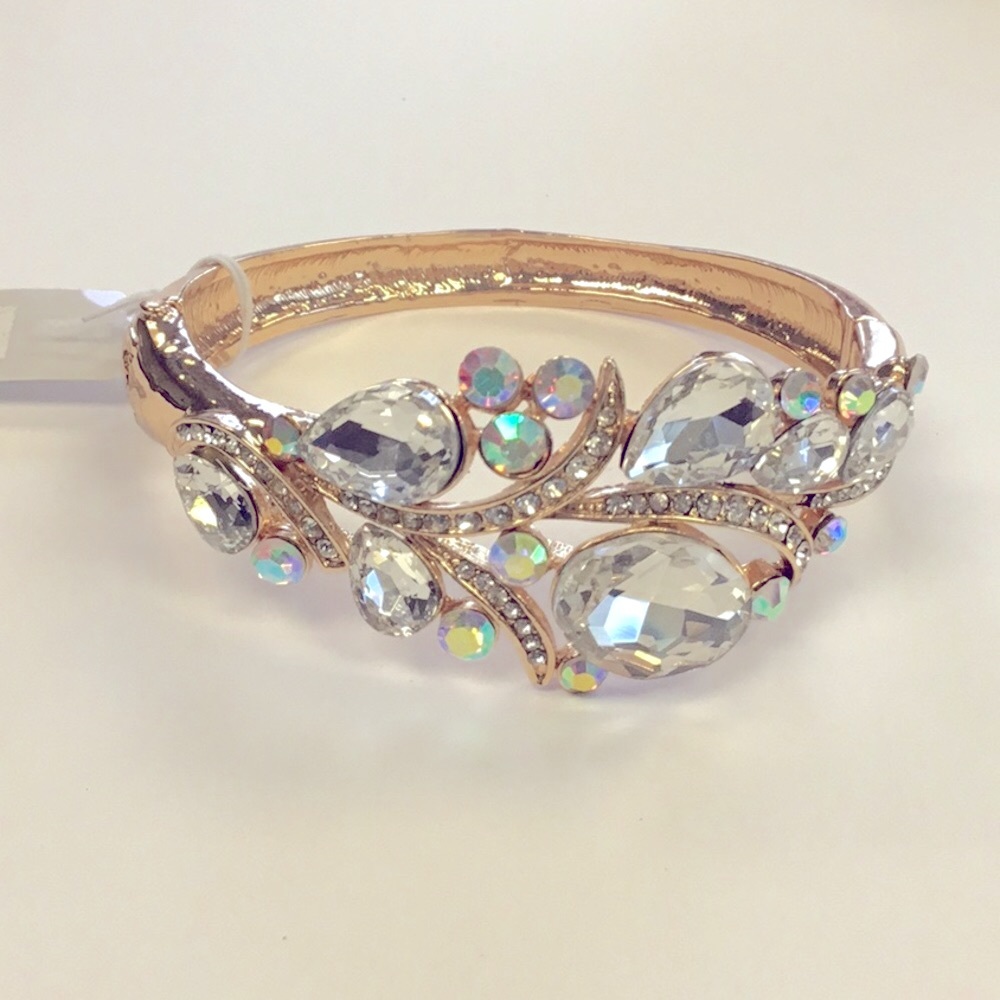 Rhinestone Flower Cuff Bracelet new